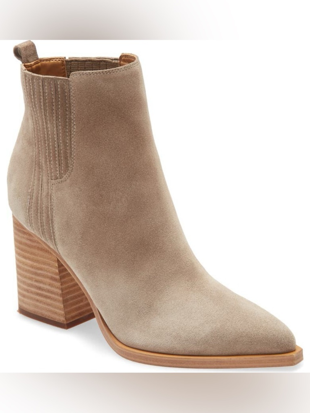 Marc Fisher Oshay Women's Suede Block Heel Ankle Boots Light Gray Size 9